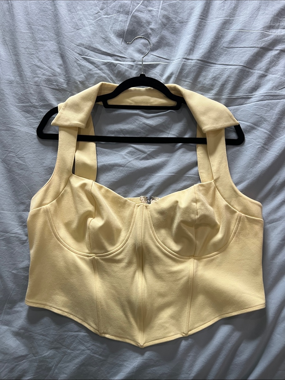 Women’s Pale Yellow Structured Bustier Tank Top